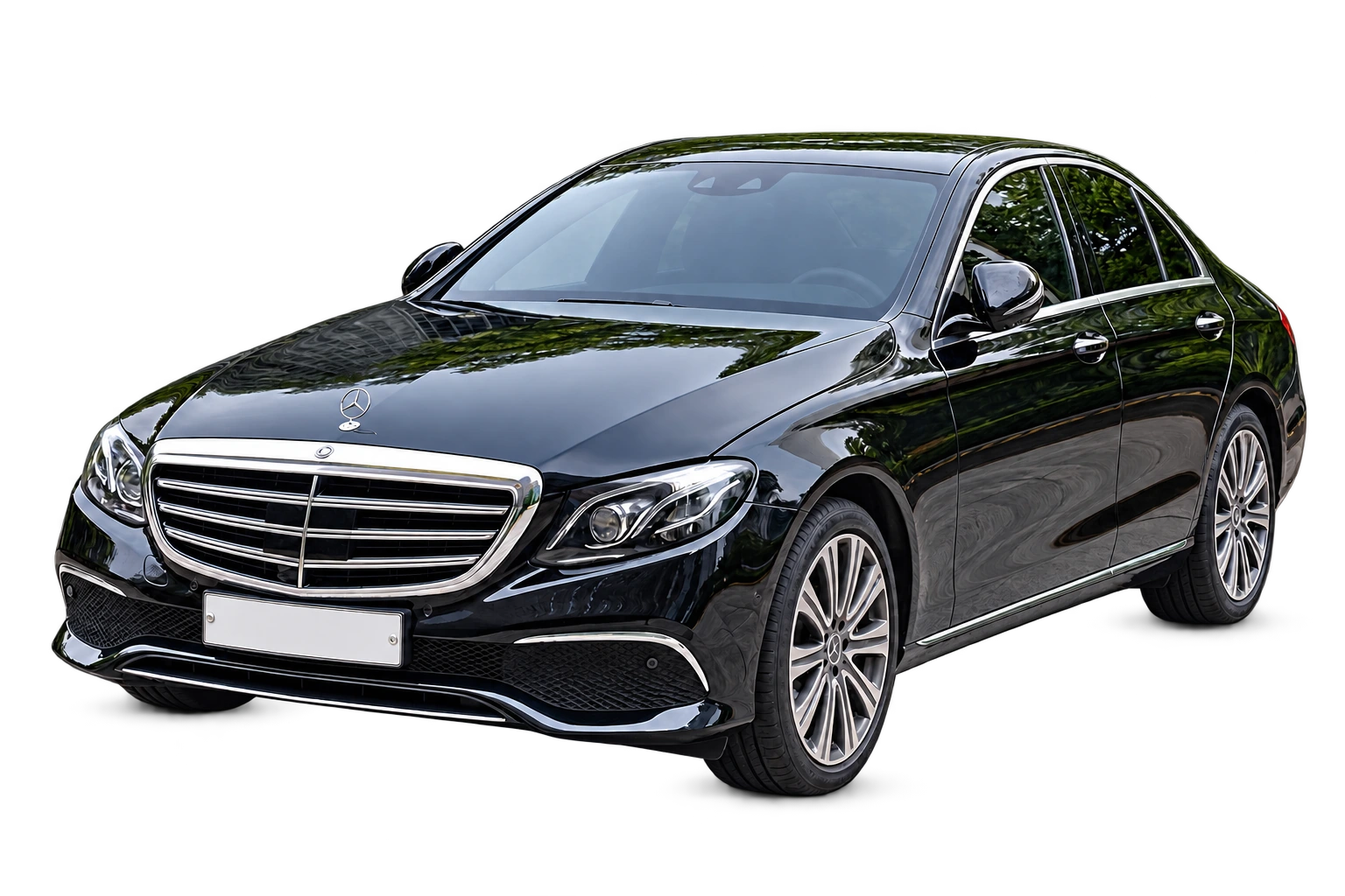 Illustrative Mercedes-Benz E-Class, not the operator's specific car