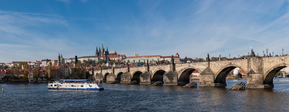 Prague skyline and Charles Bridge