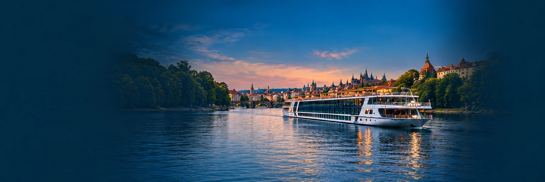 Illustrative river cruise scene; vessel and meeting arrangements are confirmed separately
