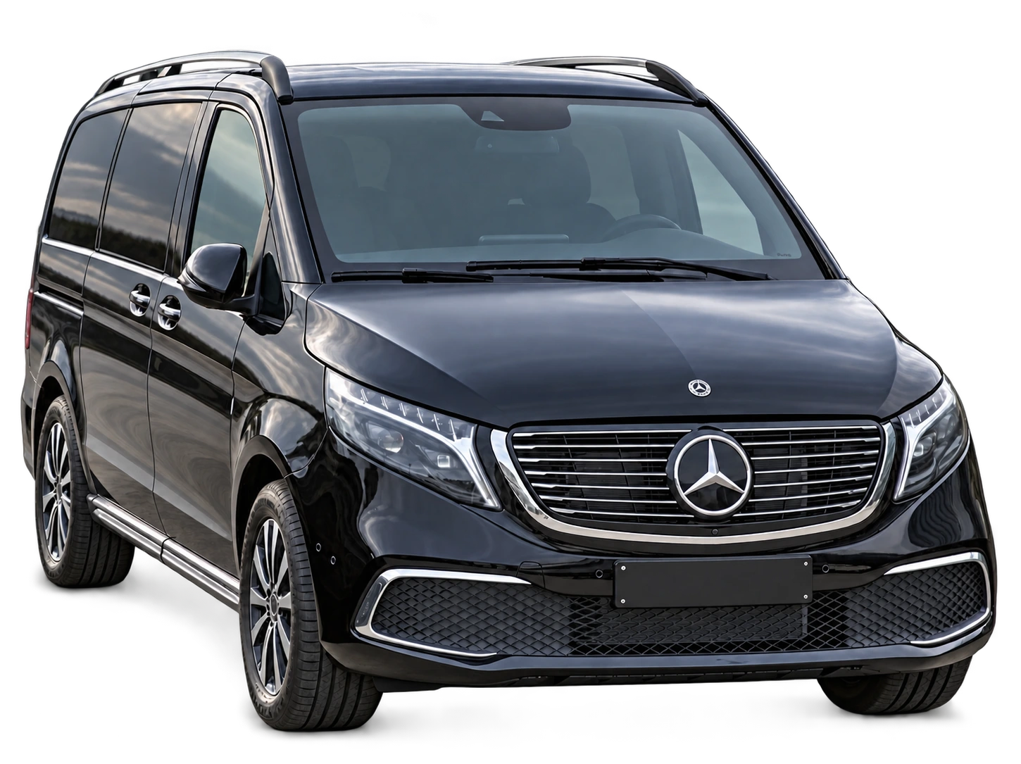 Illustrative Mercedes-Benz V-Class, not the operator's specific van